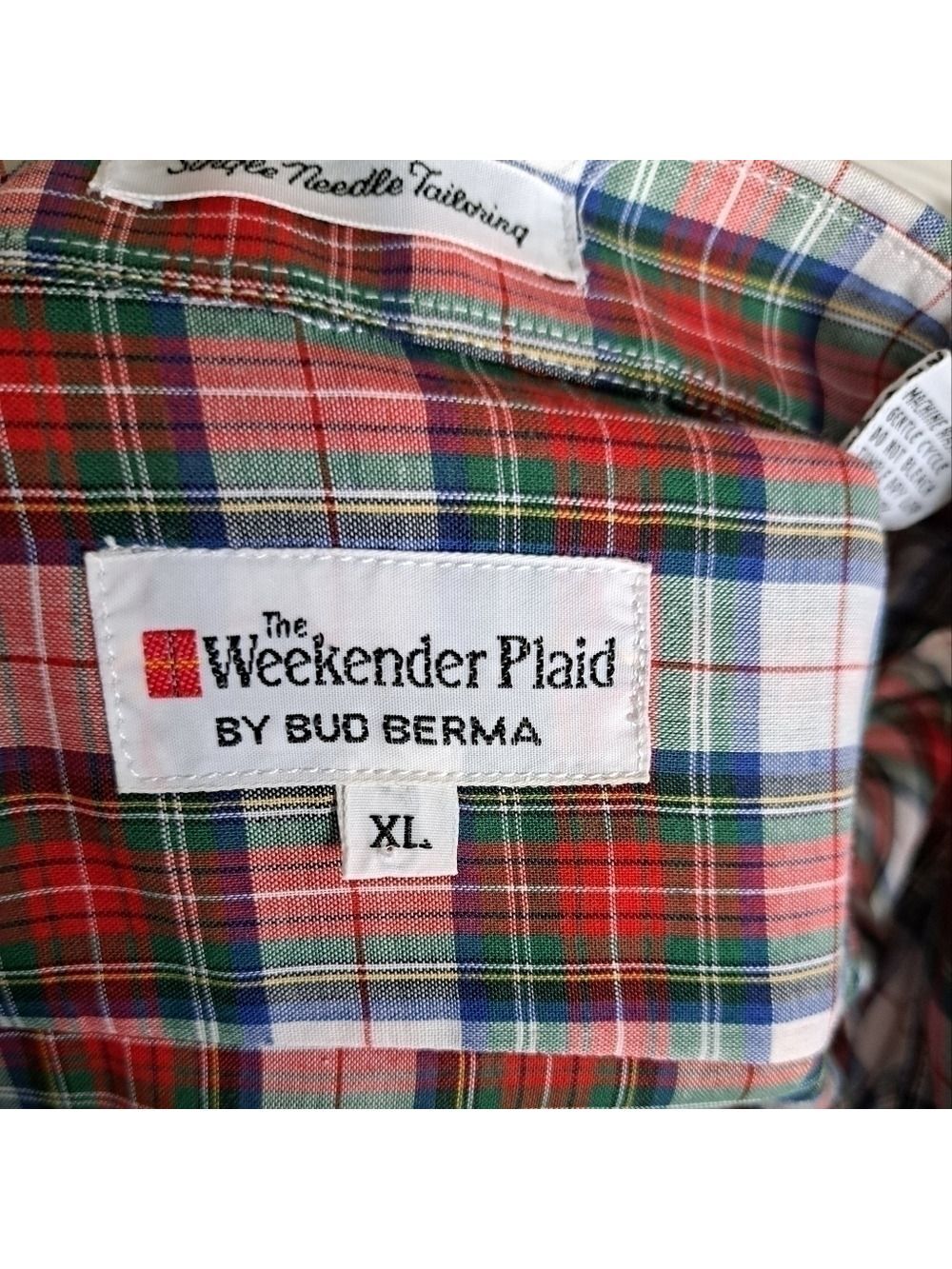 VTG BUD BERMA Weekender plaid mens shirt lightweight western ranch XL - Picture 7 of 7